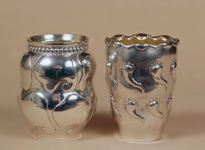 Cups with repousse decoration, Copenhagen hallmarks, 1899 by Thorvald Bindesboll
